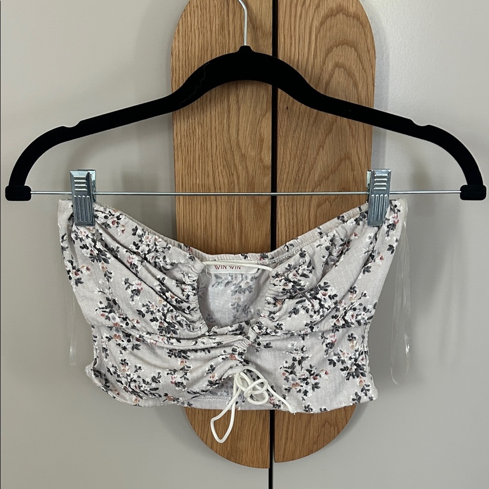 Lavender Floral Crop Top - Tie Front